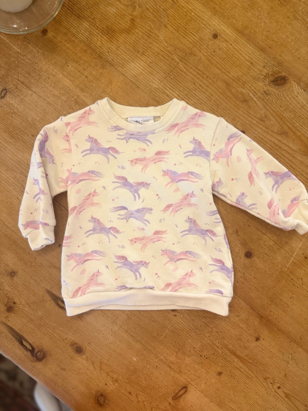 Angel Dear Cream Sweatshirt with Pink & Lavender Unicorns